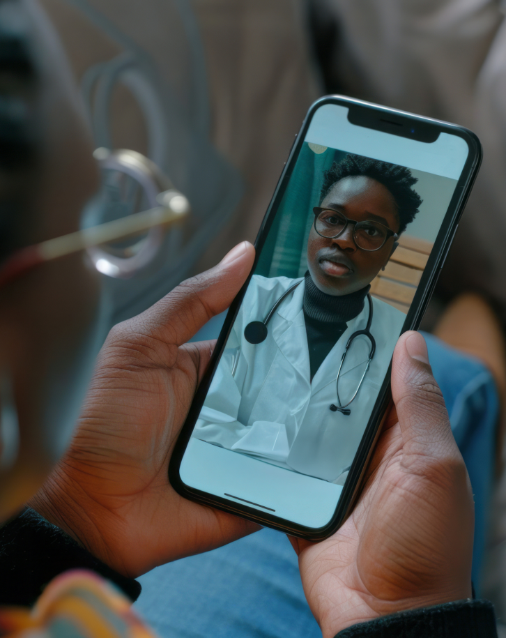Video consultation with a doctor on a smartphone