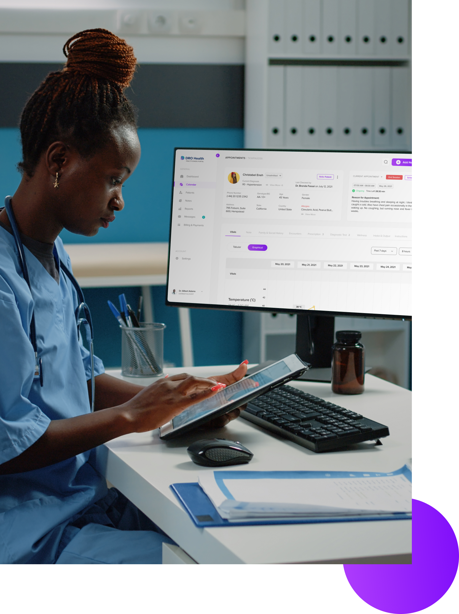DRO EMR platform screen