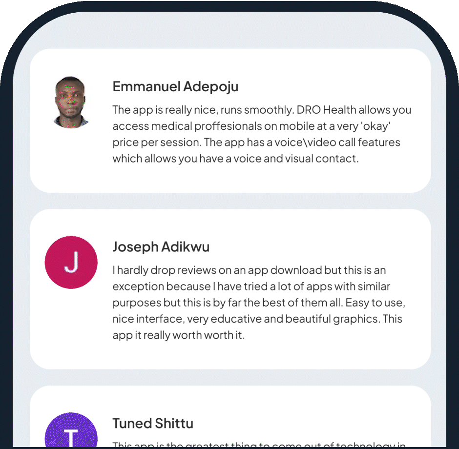 Patient testimonials